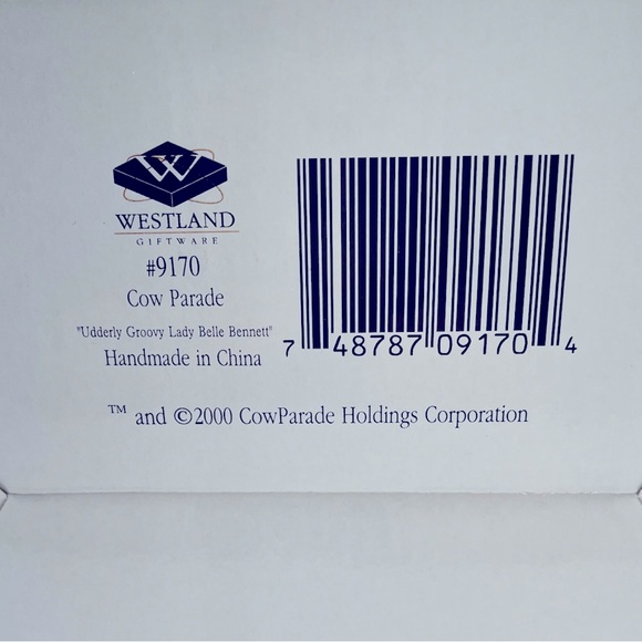 Cow Parade UDDERLY GROOVY LADY BELLE BENNETT Resin Cow Fig. #9170 Retired 2000 - Picture 2 of 8